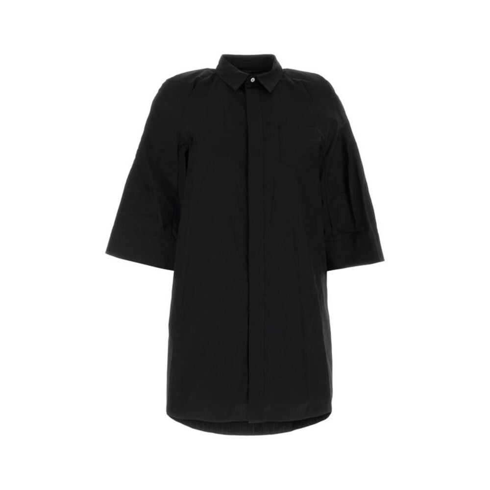 Sacai Women Black Poplin Shirt Dress